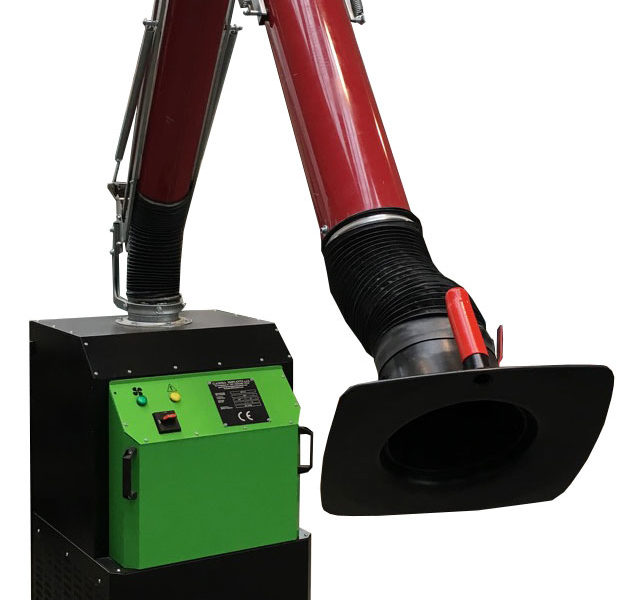depuratore carrellato mobile fumi di saldatura con braccio autoportante mt 3 a tubi rigidi